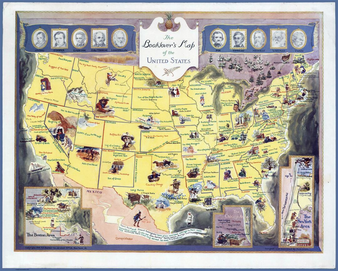 Большая подробная карта книголюбов США
