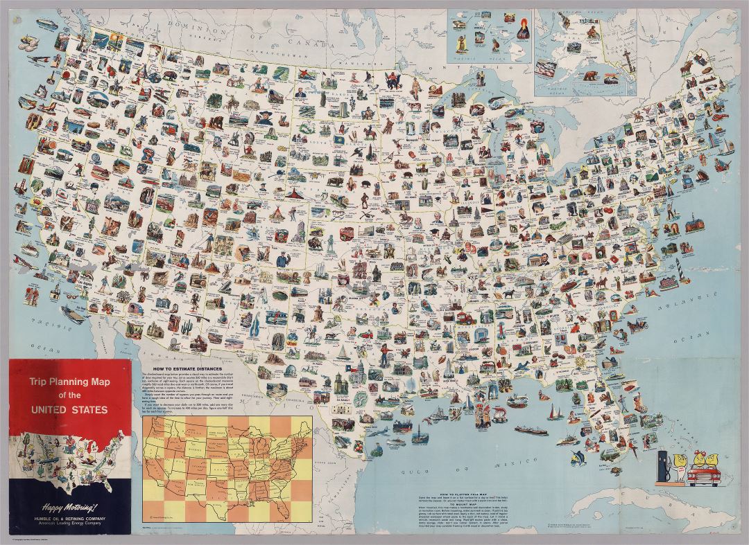 Большая детальная карта планирования поездки Соединенных Штатов Америки