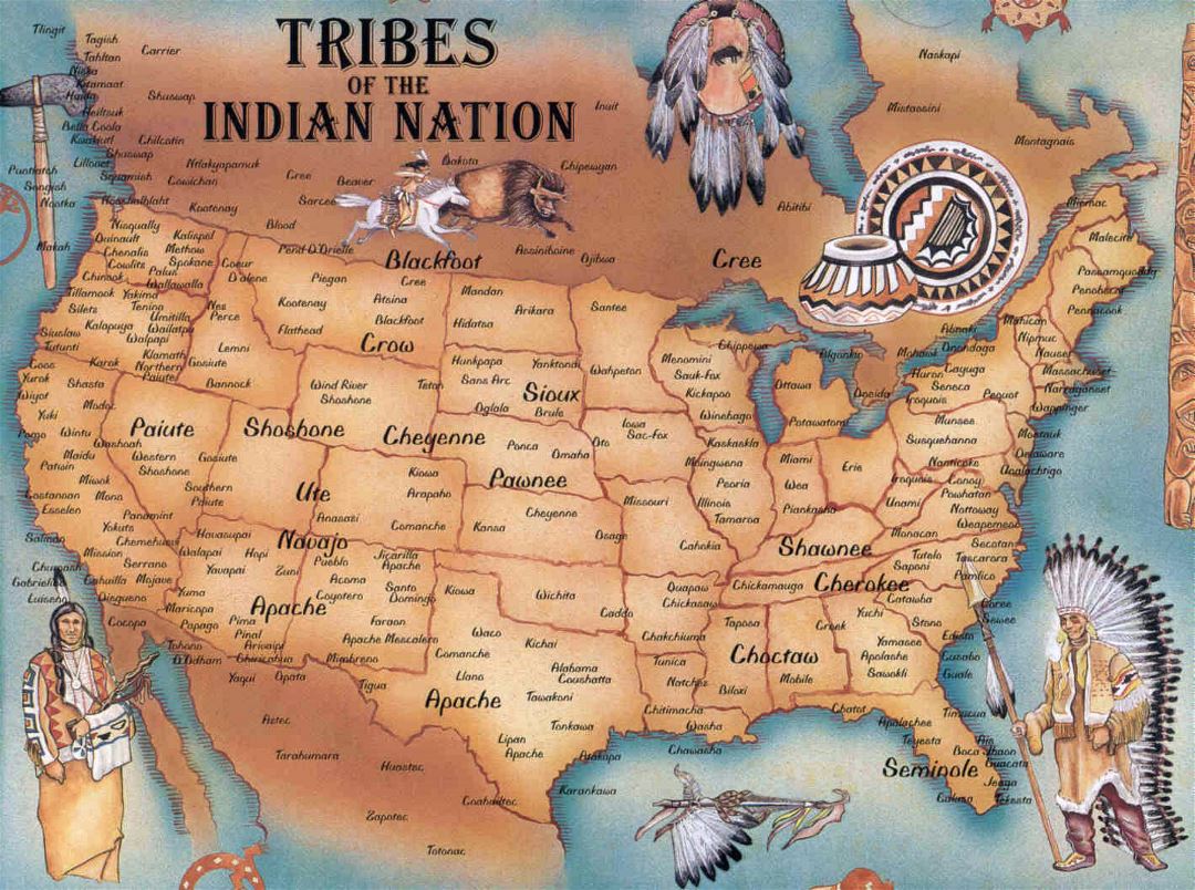 Большая карта коренных американцев