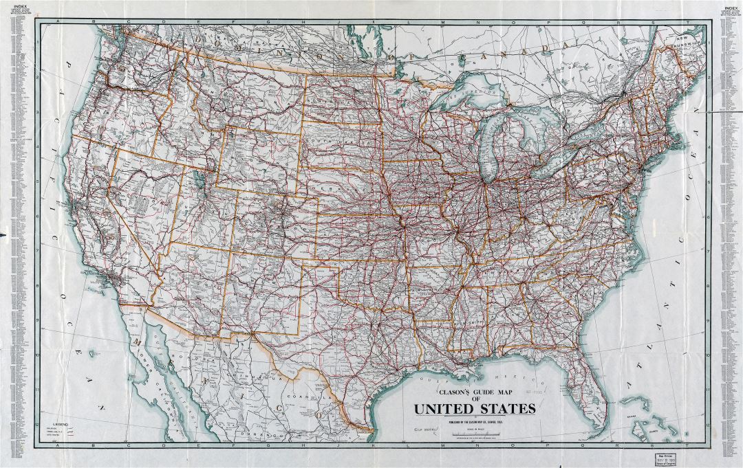 Крупномасштабная подробная карта путеводитель США по Класону