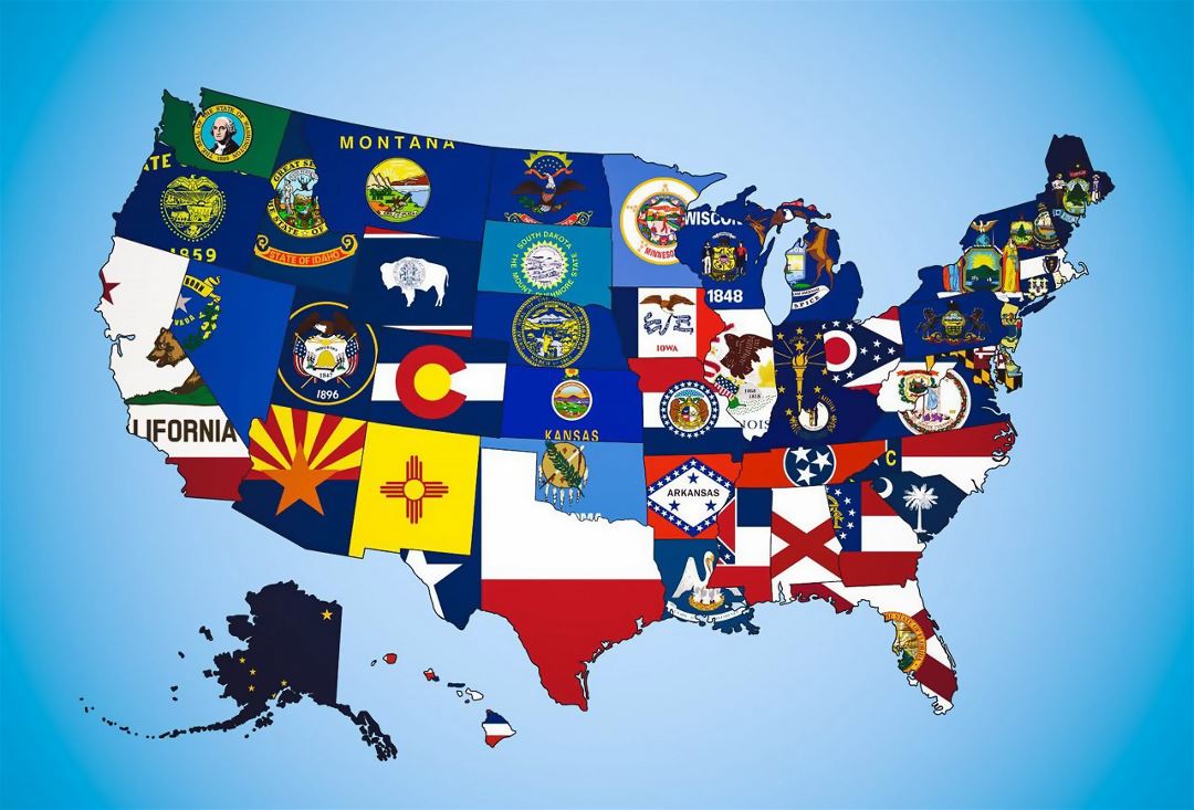 Большая карта флаг штатов США