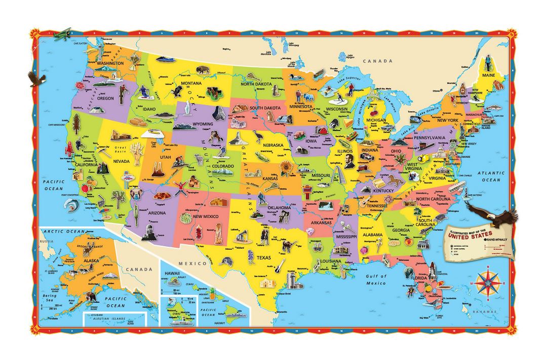 Большая туристическая иллюстрированная карта США