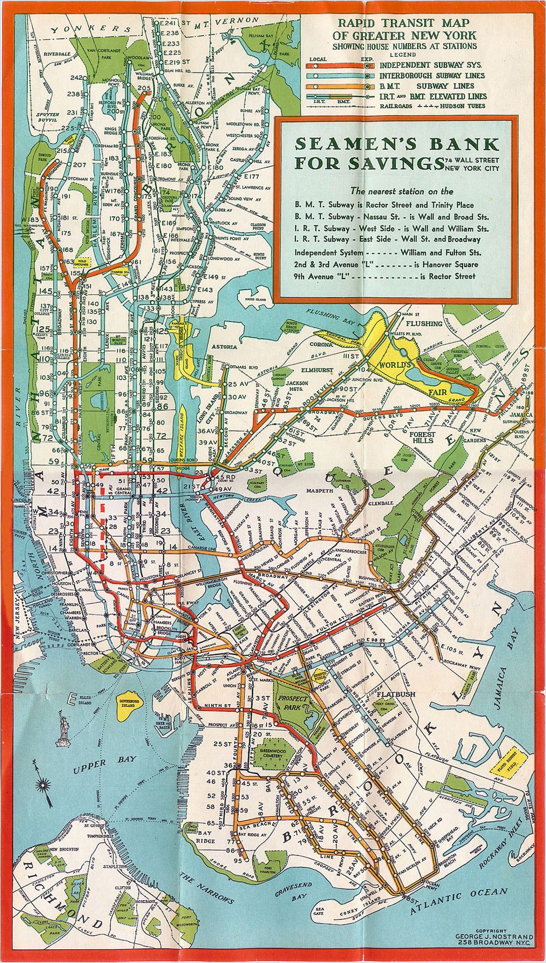 Подробная карта старого метро Манхэттена, Нью-Йорк - 1930