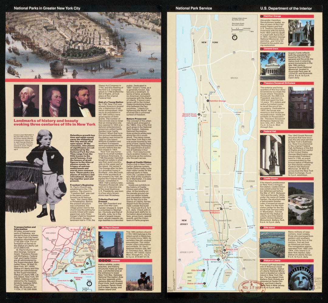 Большая детальная карта национальных парков в городе Большой Нью-Йорк - 1997