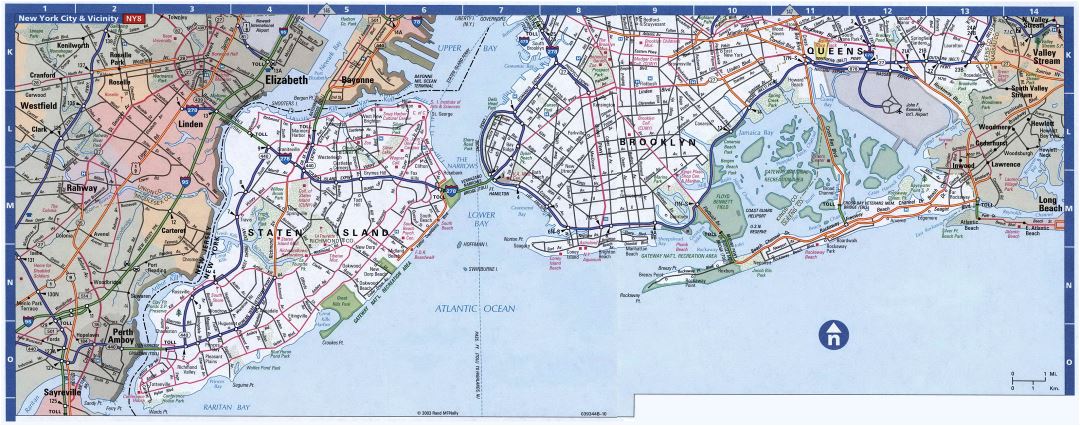 Большая детальная карта дорог Статен-Айленда, Бруклина и Квинса