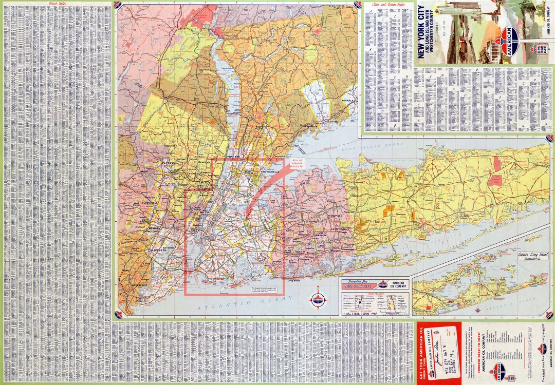 Большая подробная карта дорог и автомагистралей Нью-Йорка, США и его окрестностей