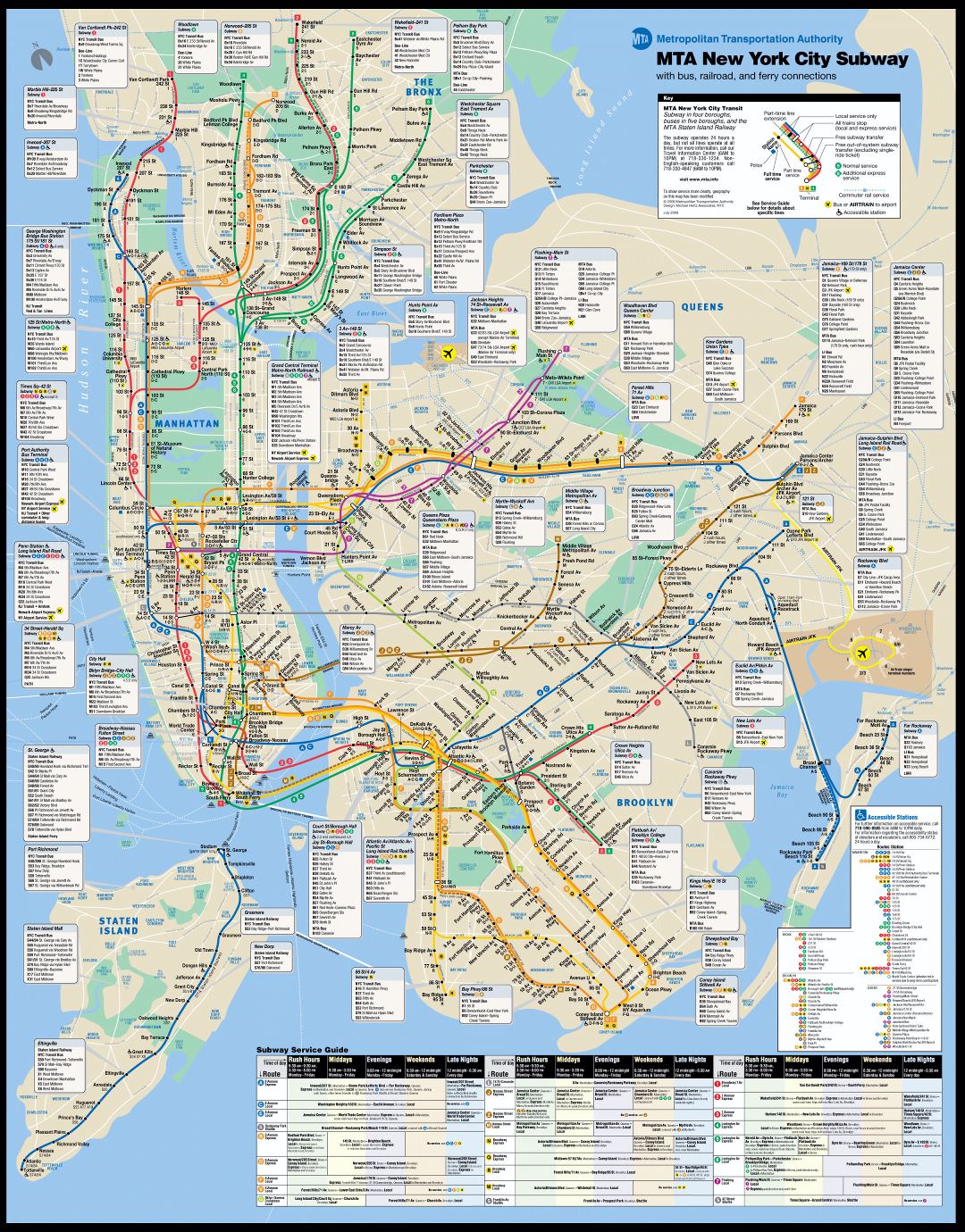 Большая карта метро города Нью-Йорка