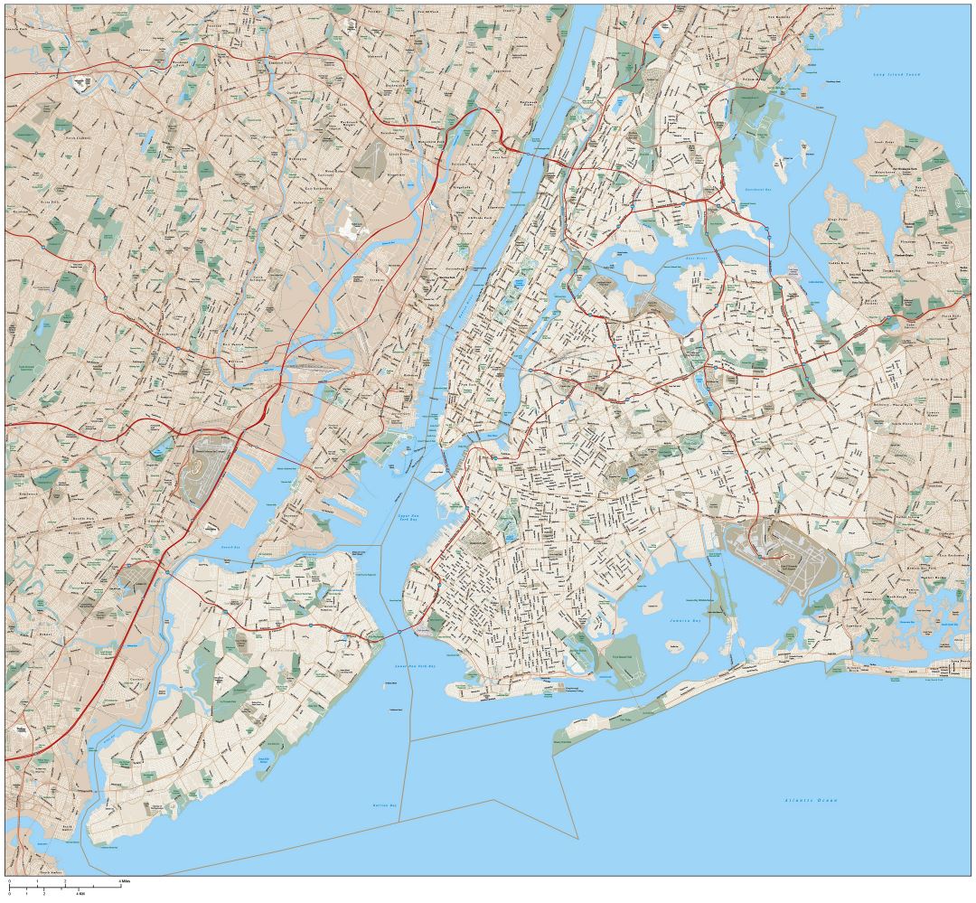 Большая карта дорог города Нью-Йорка