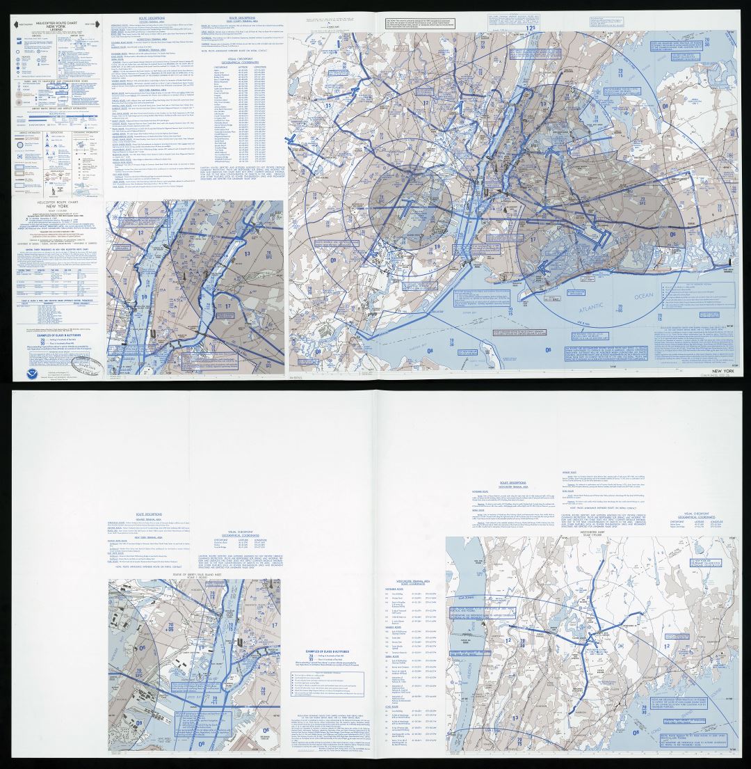 Крупномасштабная подробная карта вертолетных маршрутов города Нью-Йорка - 1999