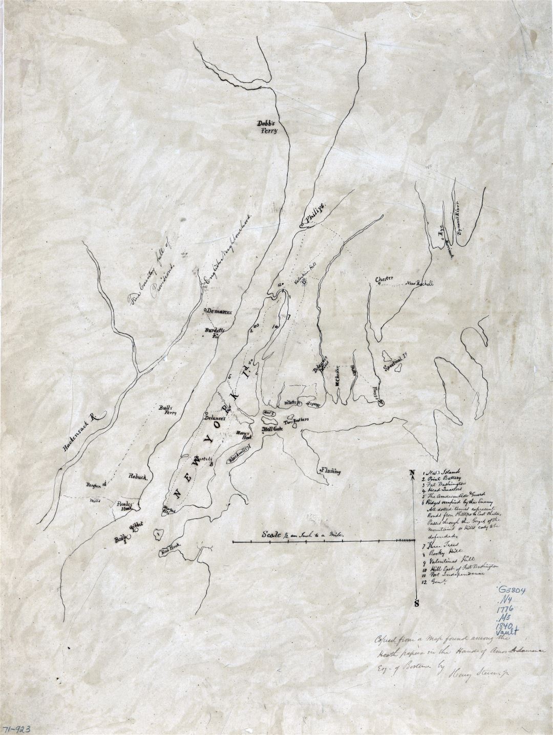Крупномасштабная старая карта острова Нью-Йорк и его окрестностей - 1776