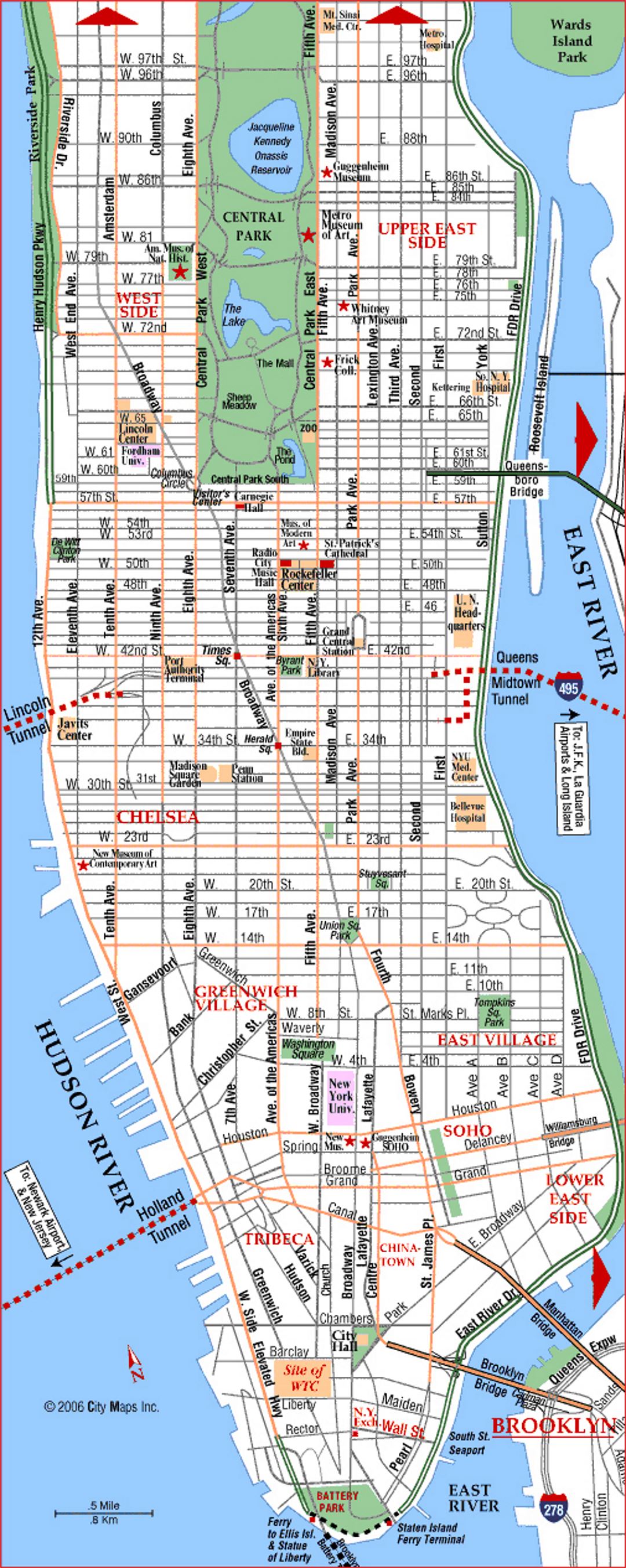Карта дорог Манхэттена