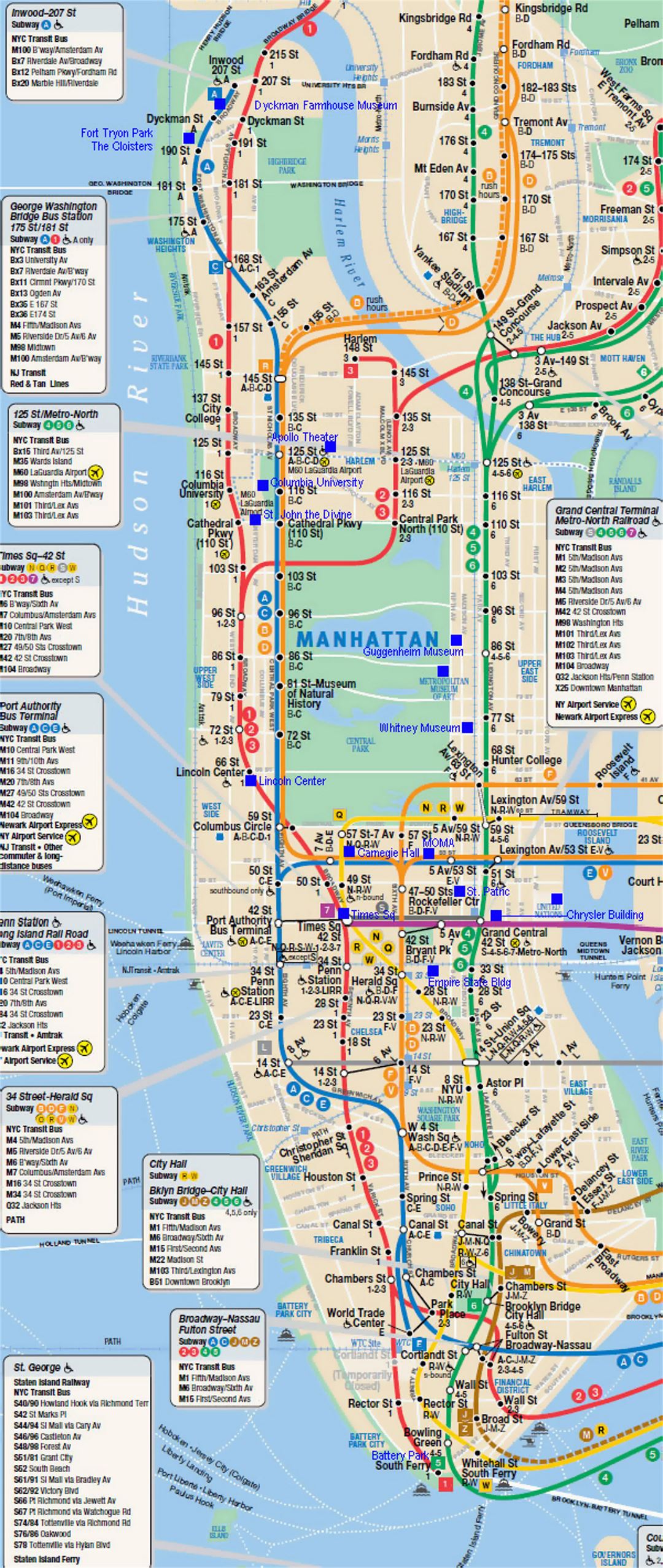 Карта метро Манхэттена, Нью-Йорк