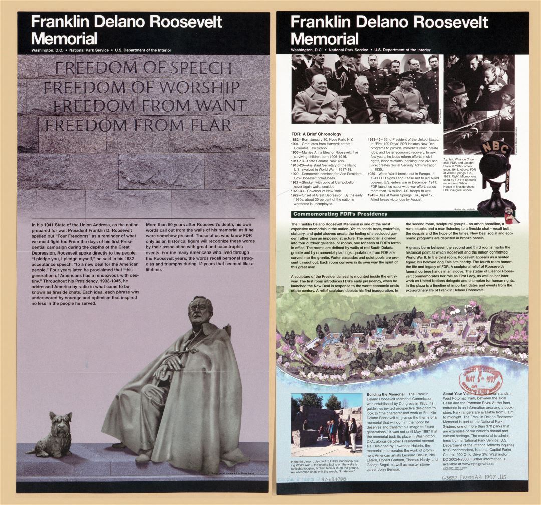 Большой подробный путеводитель по Мемориалу Франклина Делано Рузвельта, Вашингтон, округ Колумбия - 1997