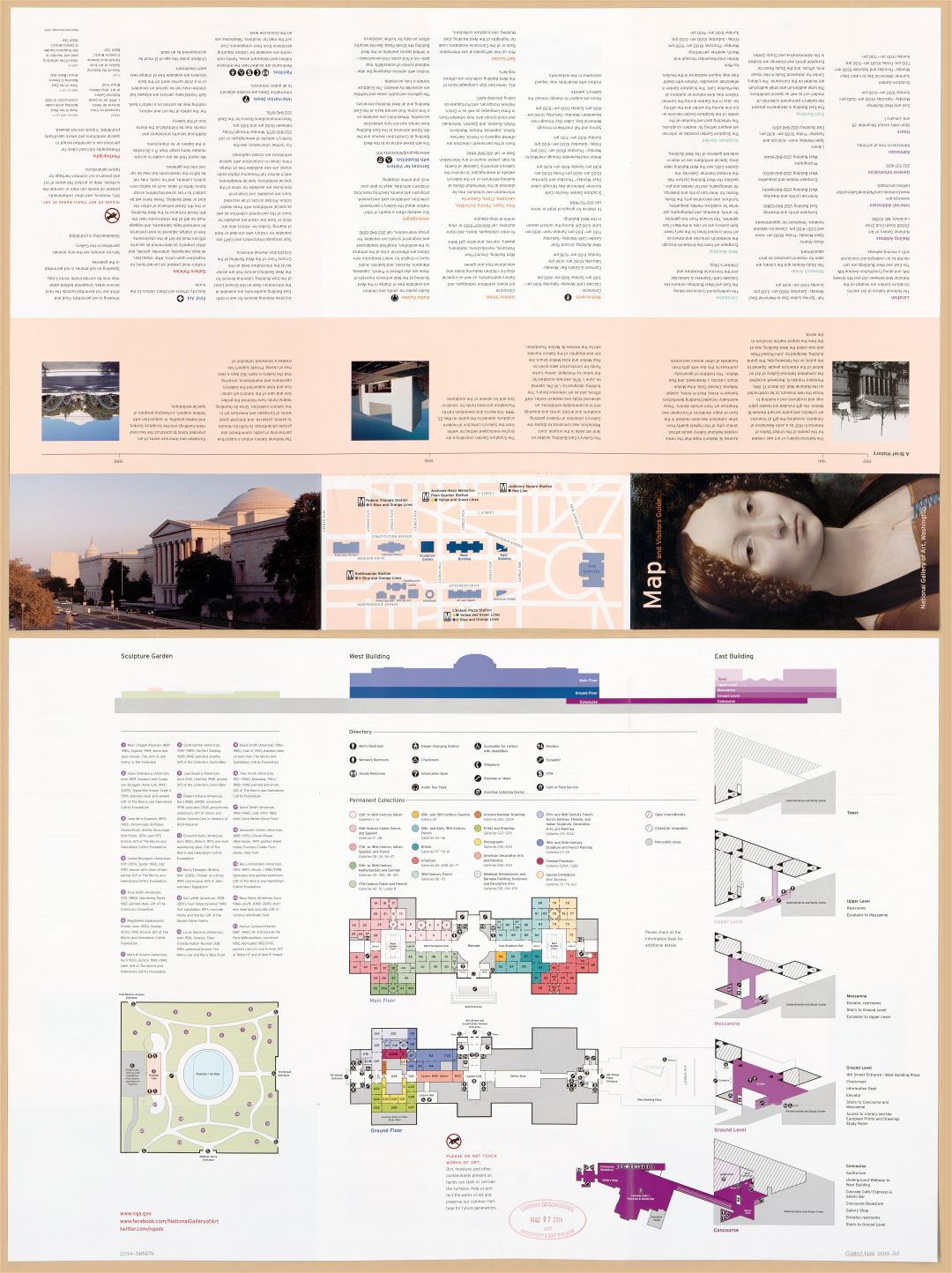 Крупномасштабная детальная карта и руководство для посетителей Национальной галереи искусств, Вашингтон, округ Колумбия - 2013