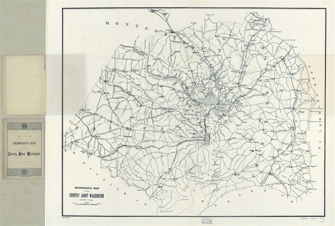 Крупномасштабная детальная старая карта страны Моррисона о Вашингтон - 1888