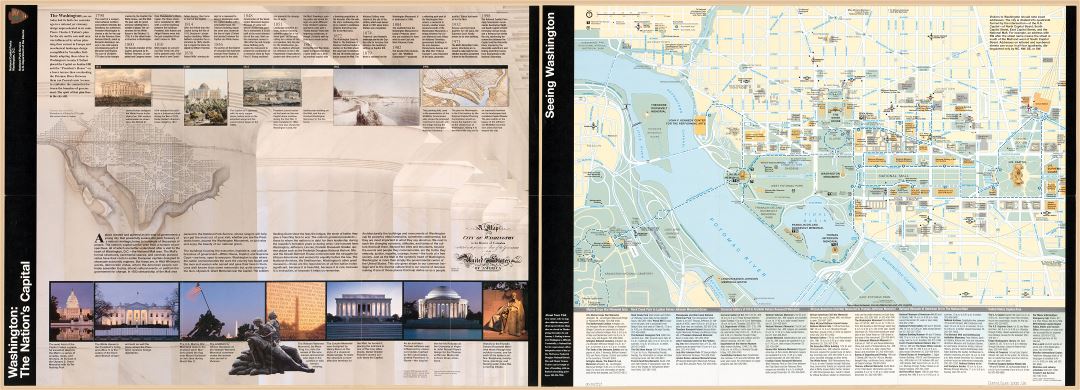 Крупномасштабная детальная туристическая карта столицы страны - Вашингтон - 2000