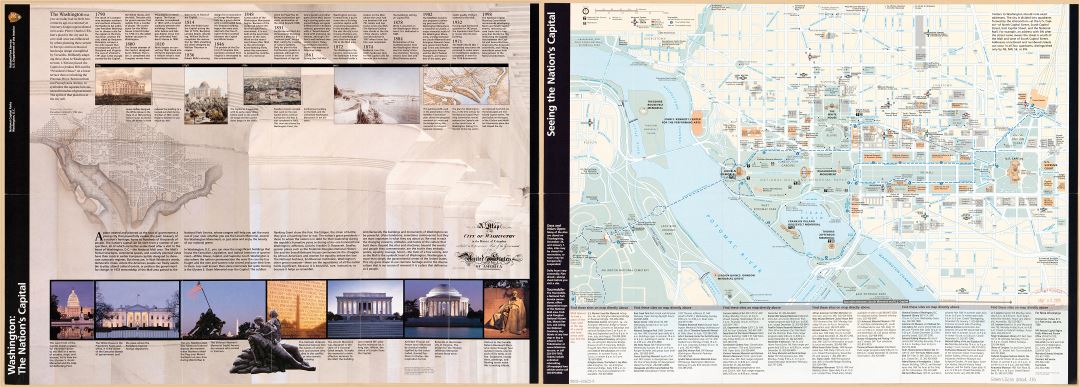 Крупномасштабная детальная туристическая карта столицы страны - Вашингтон - 2004
