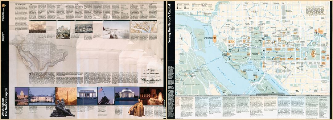 Крупномасштабная подробная туристическая карта столицы страны - Вашингтон - 2005