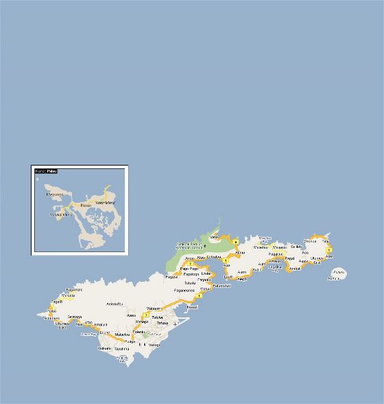 Детальная карта дорог Американского Самоа