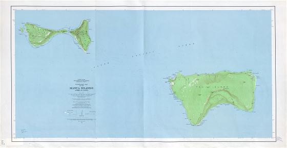 Большая подробная топографическая карта островов Мануа, Американское Самоа