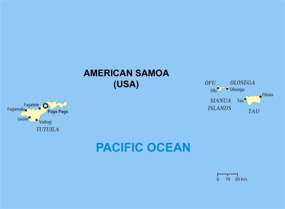 Большая политическая карта Американского Самоа