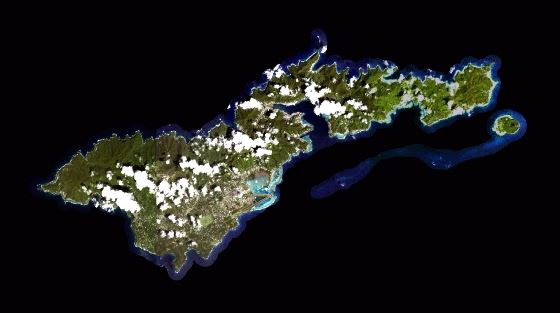 Большая спутниковая карта острова Тутуила, Американское Самоа