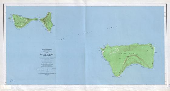 Крупномасштабная топографическая карта островов Мануа, Американского Самоа с другими пометками - 1963