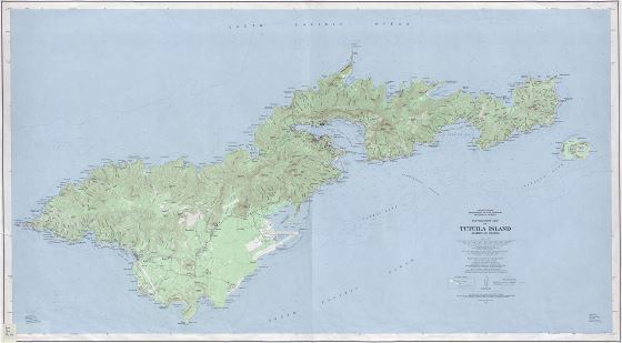 Крупномасштабная топографическая карта острова Тутуила, Американское Самоа с другими пометками - 1963