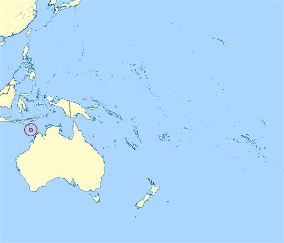 Большая карта расположения островов Ашмор и Картье в Океании