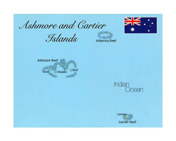 Большая карта островов Ашмор и Картье с флагом