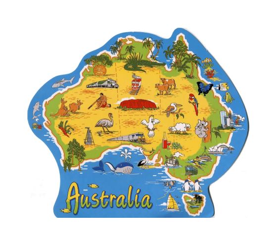Детальная иллюстрированная туристическая карта Австралии