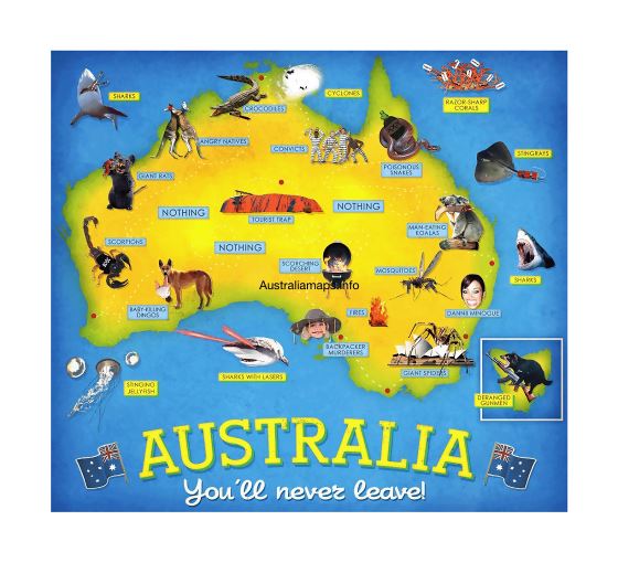 Подробная туристическая карта Австралии