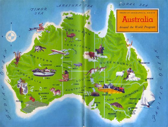 Detailed travel around Australia map