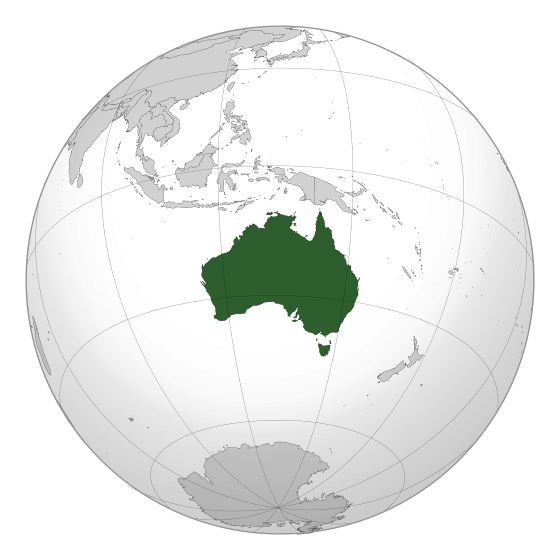 Большая карта расположения Австралии