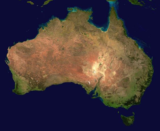 Большая спутниковая карта Австралии