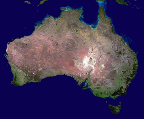 Крупномасштабная спутниковая карта Австралии