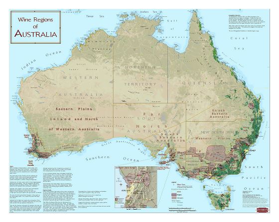 Большая карта винных регионов Австралии