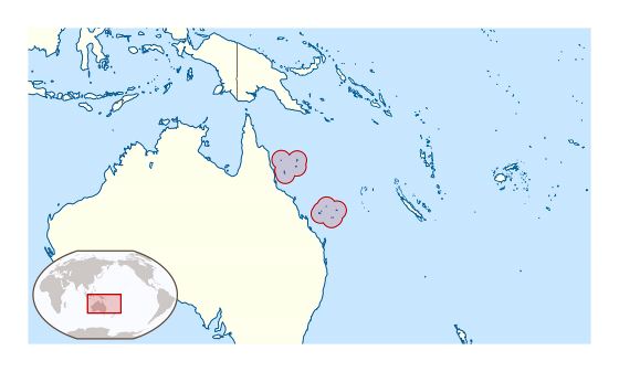 Большая карта расположения островов Кораллового моря