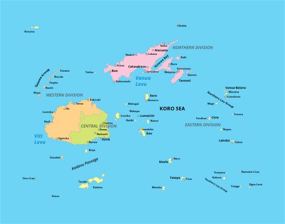 Подробная административная карта Фиджи