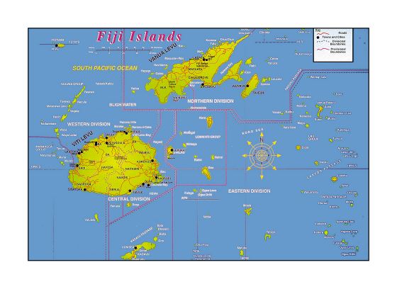 Детальная карта островов Фиджи с другими пометками