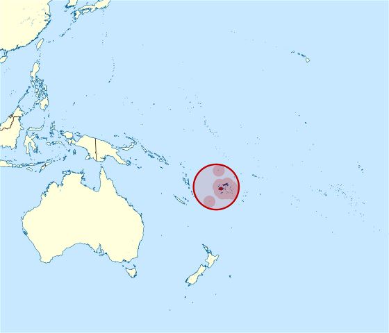 Большая карта расположения Фиджи в Океании