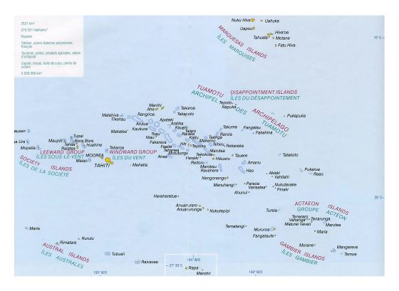 Детальная политическая карта Французской Полинезии