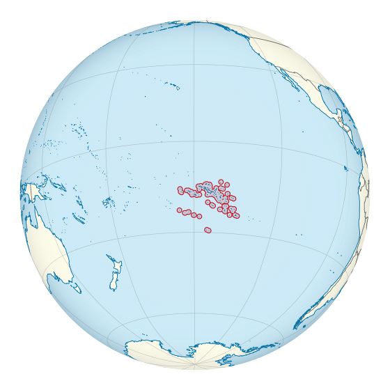 Большая карта расположения Французской Полинезии в Океании