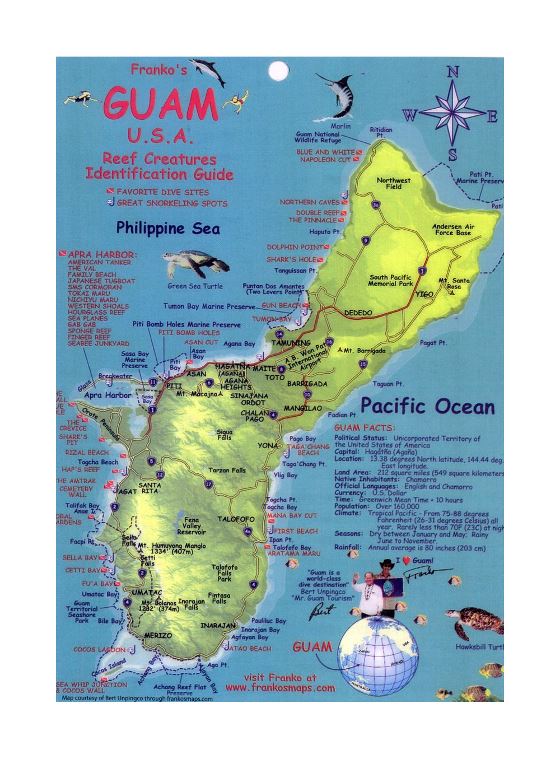 Подробная туристическая карта Гуама с другими пометками