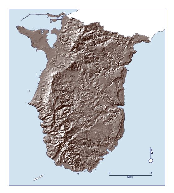Большая детальная карта рельефа Южного Гуама