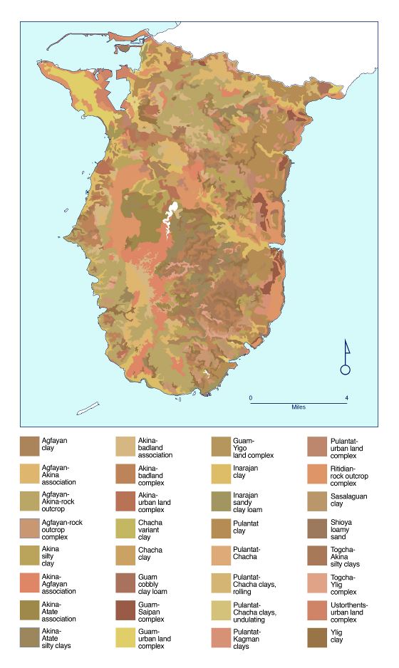 Большая детальная карта почвы Южного Гуама