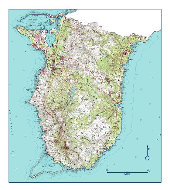 Большая подробная топографическая карта Южного Гуама