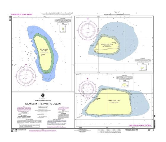 Большая карта островов в Тихом океане - остров Хоулэнд, остров Бейкер и остров Джарвис