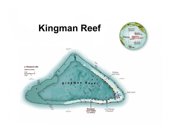 Подробная карта рифа Кингман
