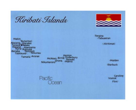 Детальная карта Кирибати с флагом